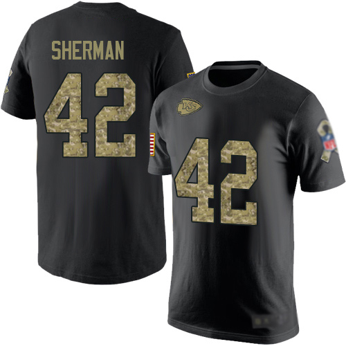 Men Kansas City Chiefs #42 Sherman Anthony Black Camo Salute to Service NFL T Shirt